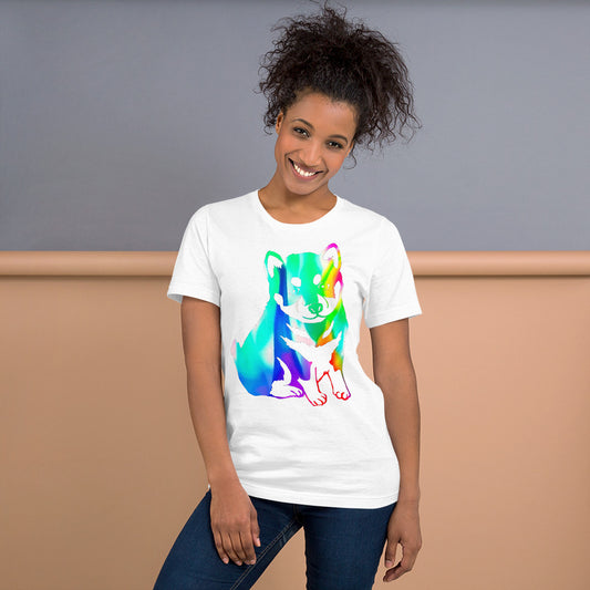 Neon Rainbow Puppy: unisex t-shirt